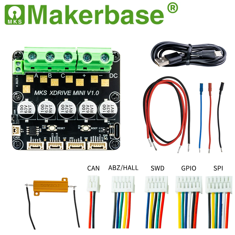Makerbase MKS XRIVE MINI 고정밀 브러시리스 서보 모터 컨트롤러, ODrv V3.6 기반, AS5047P 온보드