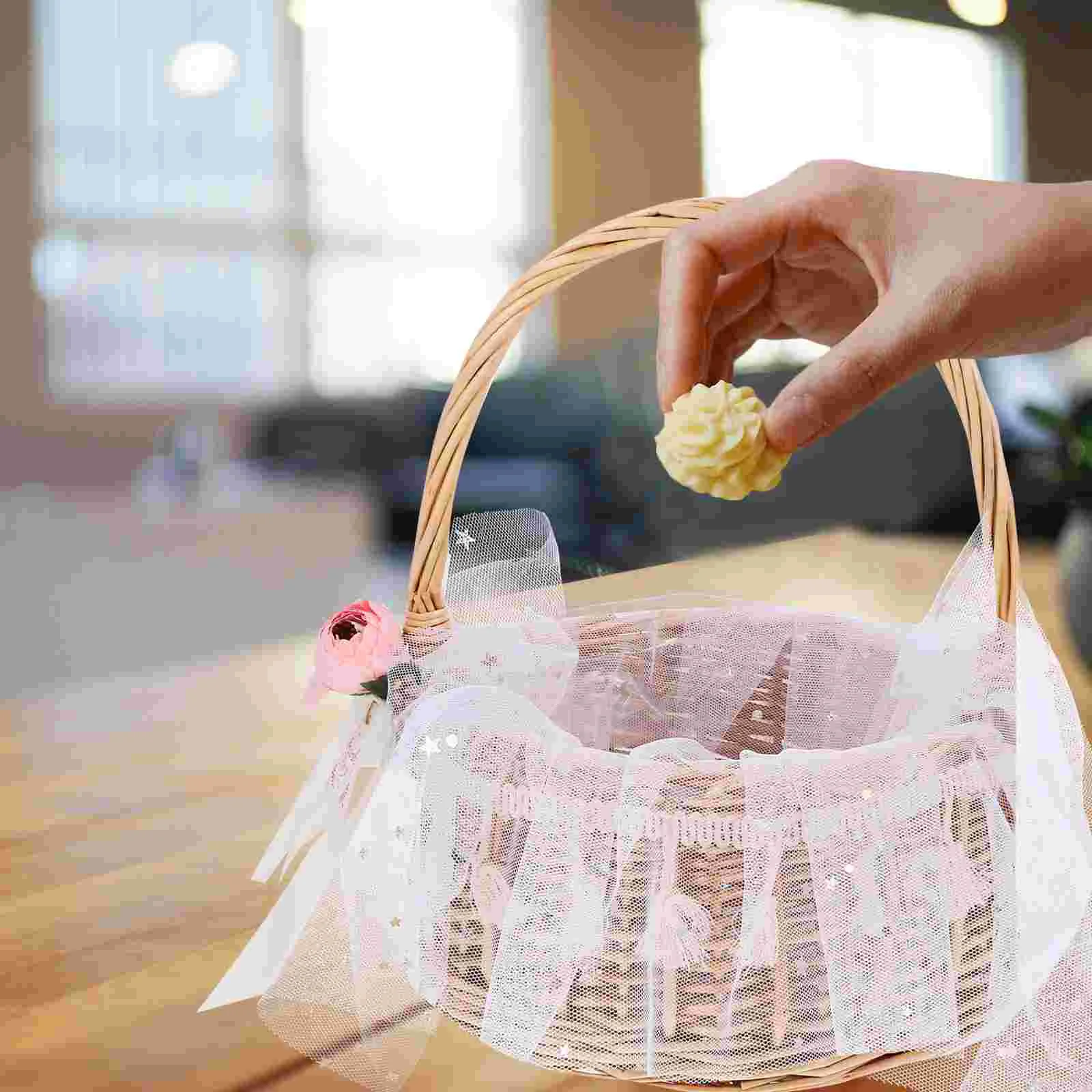 

Favor Gift Basket Wedding Candy Basket Flower Basket Gauze Wicker Fruit Basket