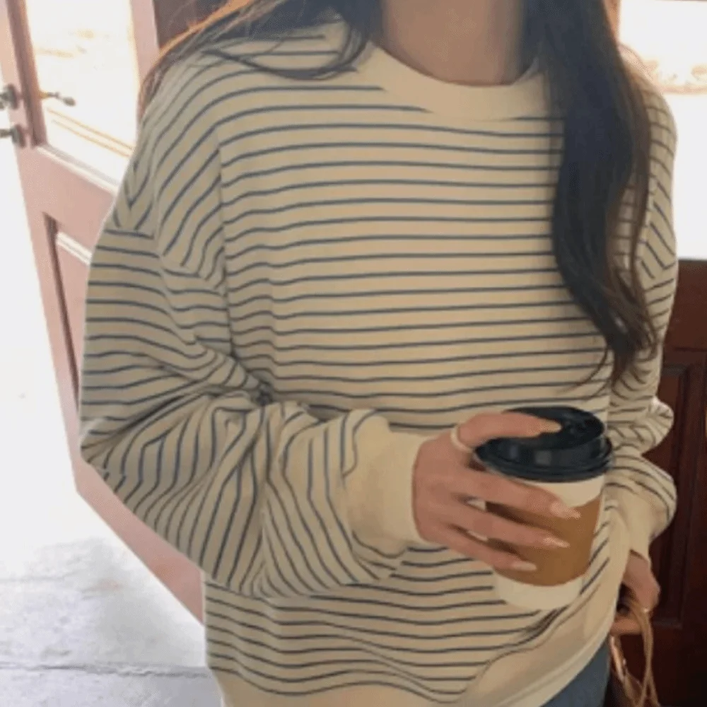 Fashion Y2k Striped Loose Hoodies Long Sleeve V-Neck Hooded Sweatshirts Female Tops Lazy Style Hoodies Women Student