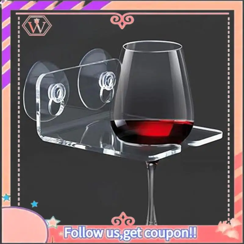 2 Pcs Bathtub Wine Glass Holders Shower Wine Glass Storage Rack Wall-Mounted Cup Holder