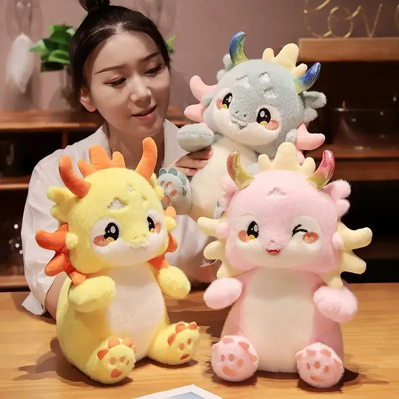 

20/30cm Chinese Mascot Dragon Plush Fat Dinosaur Toy Soft Pillow Cushion Stuffed Animal Doll Kawaii Children Kids Christmas Gift