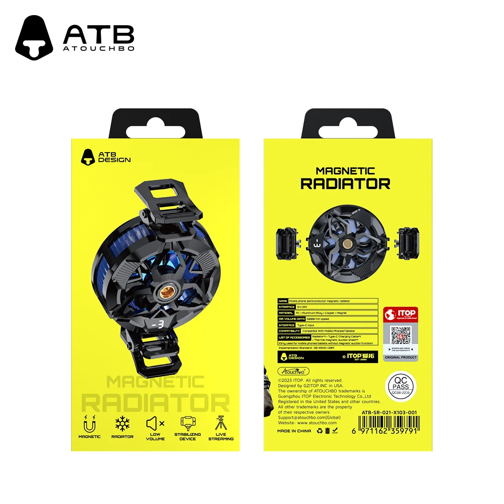 

ATB mobile phone back clip semiconductor radiator with three wind speeds can adjust the temperature with digital display