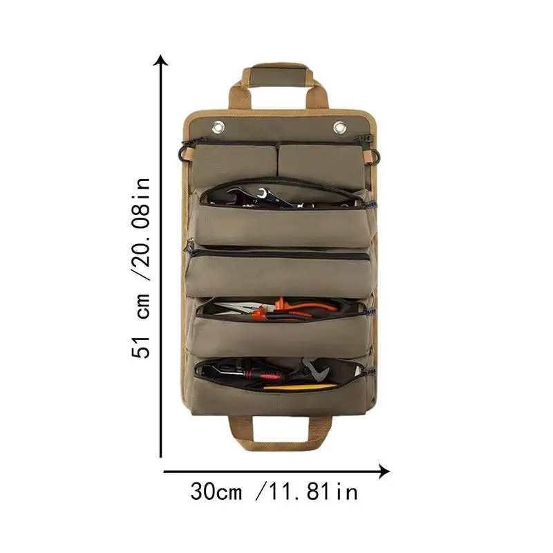 Tool Bag Multi-Purpose Hardware Tool Bag Multi-Pocket Rolled Portable Storage Bag Waterproof Storage Pliers Wrench