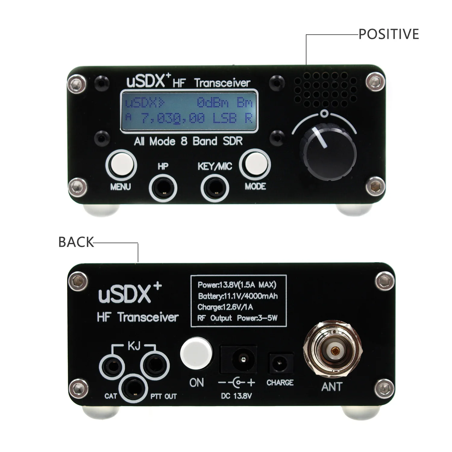 Upgrade USDR USDX+ Plus V2 10/15/17/20/30/40/60/80m 8-band Full Mode HF SSB QRP SDR Transceiver With 4000mAh Battery 2