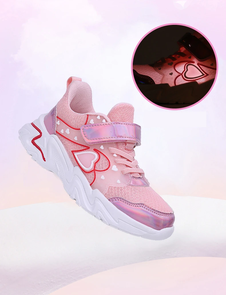 Frühling Herbst Kinder Turnschuhe PU Mädchen Elegante Mesh Casual Licht Kinder Nicht-slip Sport Schuh Mode Atmungsaktive Laufschuhe – Detail 4