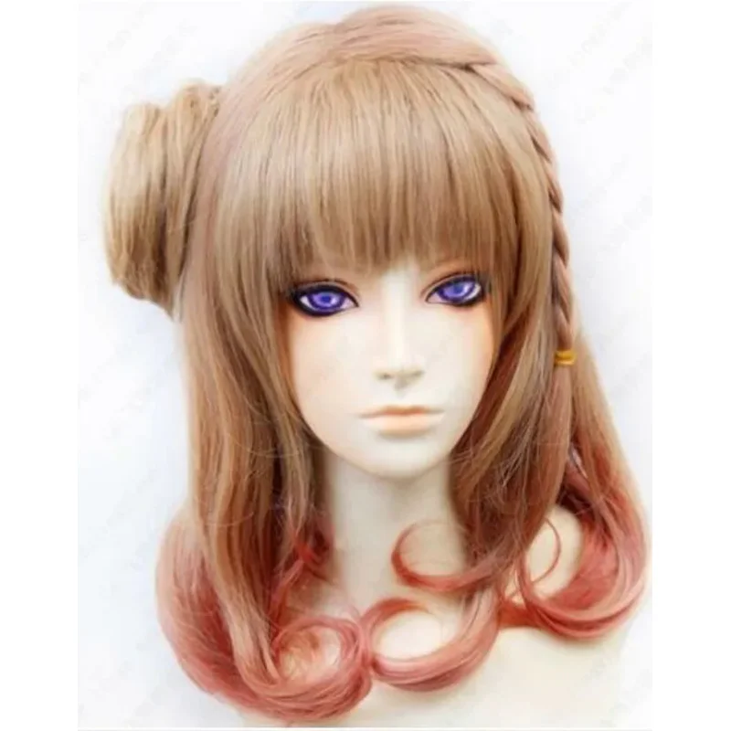 

New Medium long brown mix pink Party Braided Styled HairWIG