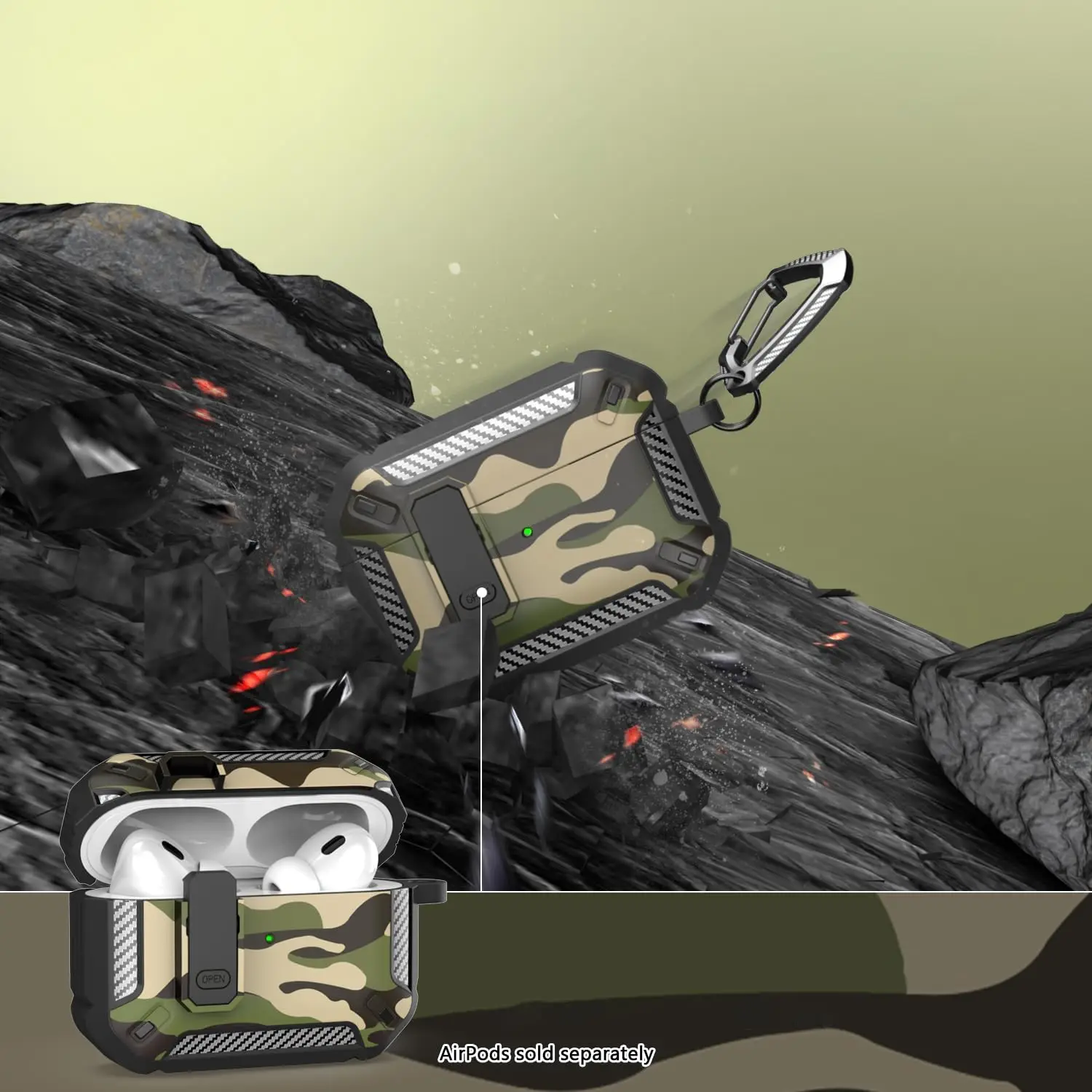 Camo Green Rugged Shockproof Case with Lock