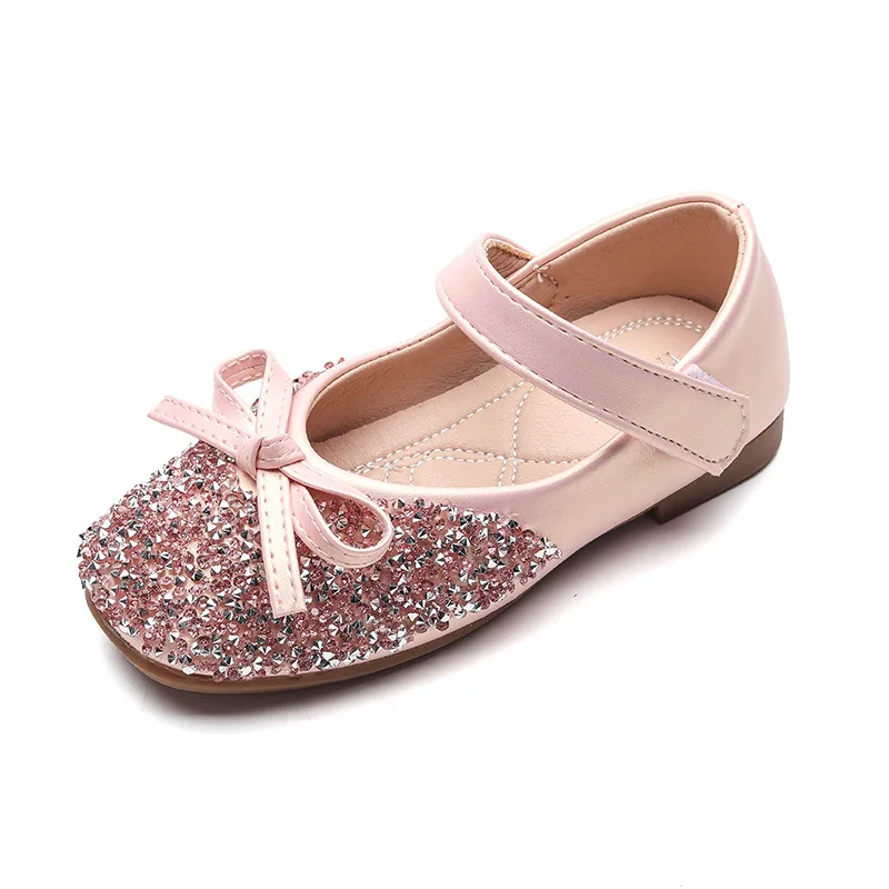 Spring Baby Girl Leather Shoes Fashion Sequins Bowtie Girls Single Shoes Rhinestone Children Girls Princess Dancing Shoes SM144 children's sandals Children's Shoes