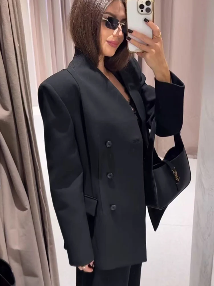 Fall New Women's Blazer Coat Fashion Slimming Leisure Pocket Jackets Top 2025 Elegant Chic Solid Female Commuter Clothing