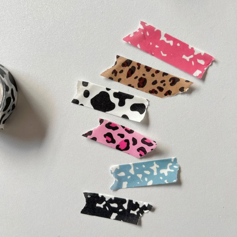 1Pc Ins Cute Milk Stripe Leopard Cows Masking Washi Tape Decorative Dot Adhesive Tape Diy Scrapbooking Sticker Label Stationery 3