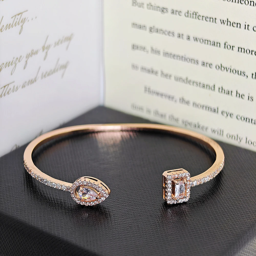 أساور مفتوحة مستديرة من الزركونيا المكعبة للرجال و...