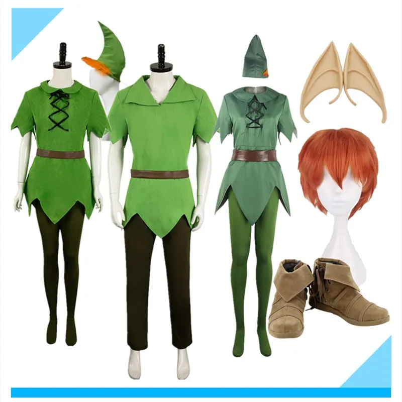 Disfraz de Peter Wendy, mono para adulto, sombrero, cinturón