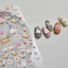1 Sheet 5D Realistic Relief Retro Cake Chocolate Bear Dog's House Flower Duck Adhesive Nail Art Stickers Decals Manicure Charms 3
