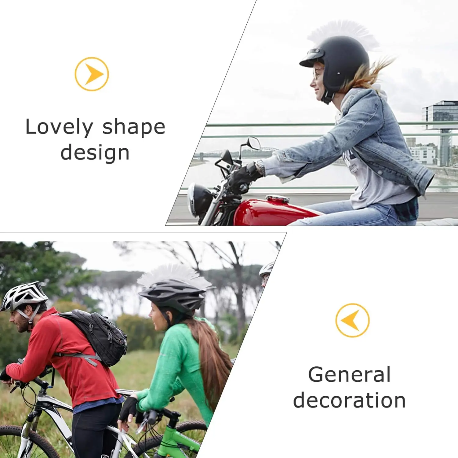 Crête Décorative Pour Casque De Moto - Ornement En Fibre Chimique Orange - Longueur 31 Cm