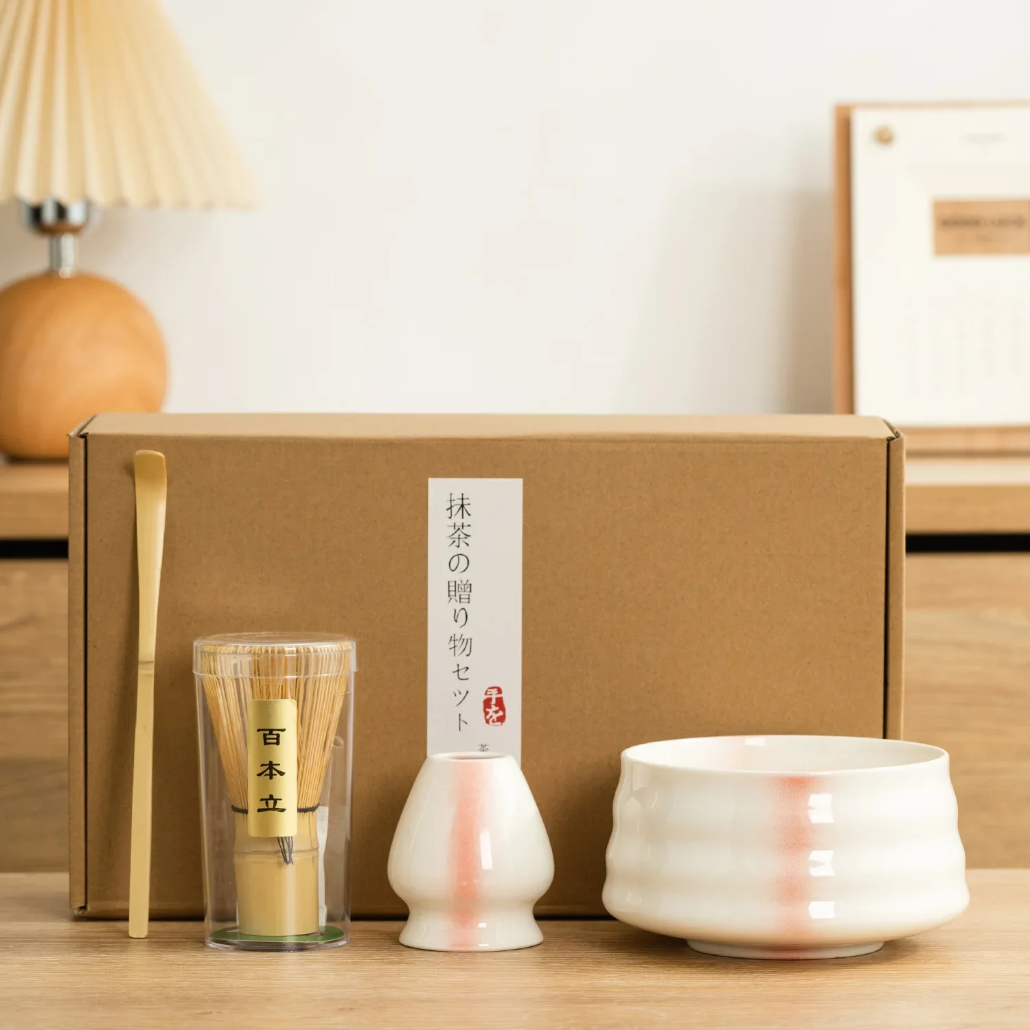 transparent glaze Japanese Matcha Blender Set with Bamboo Whisk Matcha Brush Teaspoon Kiln Beverage Shop DIY Tea-Making Tools