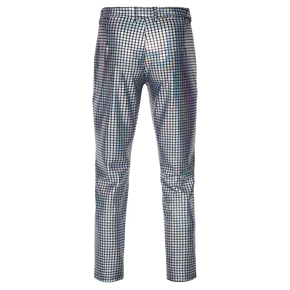 New Silver Men's Plaid Suit Pants, Fashion Trousers, Black Blue Green Pantalones Hombre, Fashion Casual Pant(Thin/Stretch)