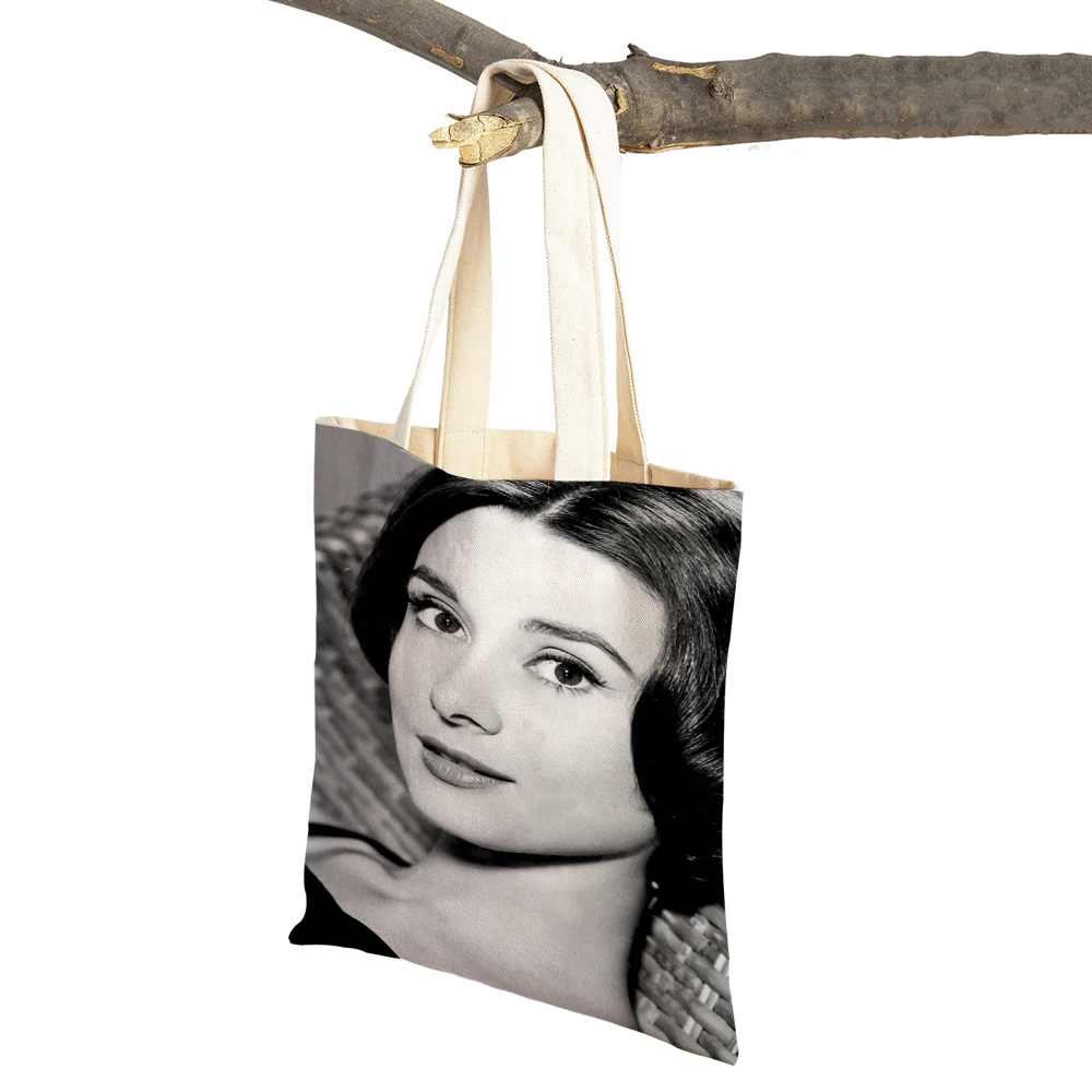 Elegant Audrey Hepburn Celebrity Retro Women Shopper Bags Casual