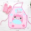 Cute Cartoon Children Apron Sleeves Chef Hat Pocket Set Kids Craft Art Kitchen Cooking Chef Suit Drink Food Baking Toys for 3-8Y 3