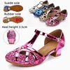 New Arrival Kids Girls Children Glitter Sequin Ballroom Tango Latin Salsa Dance Shoes Closed Toe Low Heel Princess Girls Sandals 1