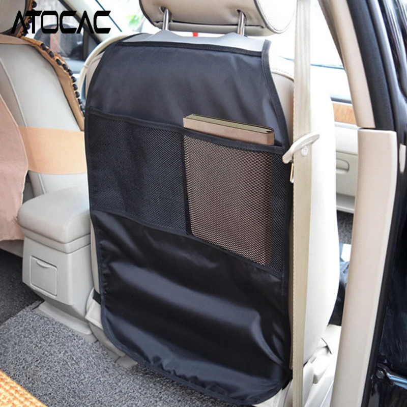 Car Seats Back Kick Mat Auto Hanging Cover 2 Mesh Pocket Storage Organizer Kids Anti Dust Scratch Waterproof Backseat Protectors car seat protector,car seat organizer