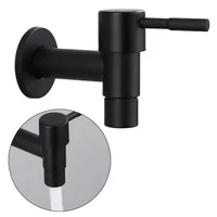 Stainless Steel Faucet Black Wall Mounted Washing Machine Tap Bath Toilet Mop Pool Water Taps for Outdoor Garden Bathroom 2