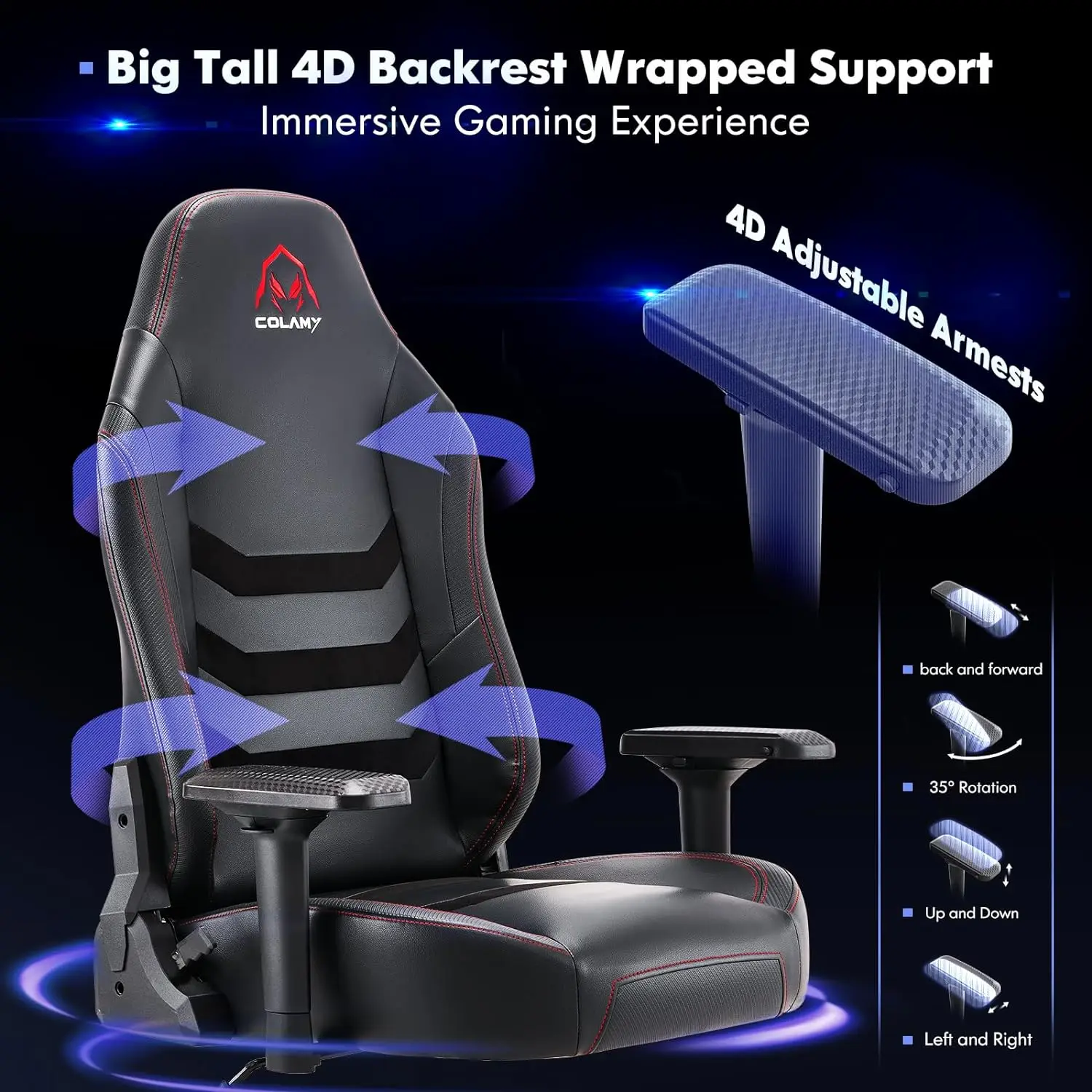 COLAMY Big and Tall Gaming Chair 400lbs-Computer Gamer Chair