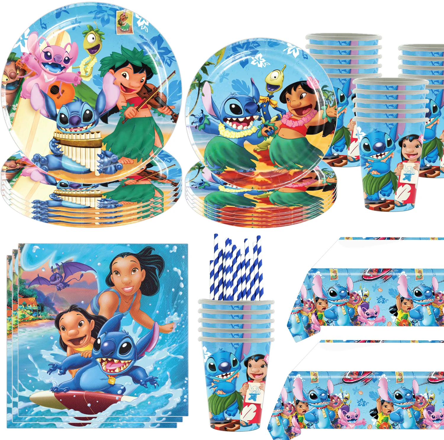 

Disney Lilo & Stitch Birthday Party Decoration Happy Party Banner Background Stitch Cake Decor Tablecloth Wedding Accessories