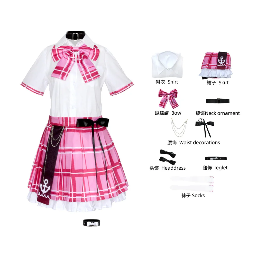 Hololive-Inspired Minato Aqua School Uniform Costume for Cosplay Events