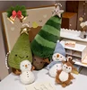 Christmas Day Cartoon Plushies Stuffed Scarf Snowman Elk Green Tree Soft Plush Toy Party Prop Decor Gift 1