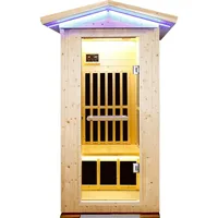 Outdoor Sauna Wooden Far Infrared Saunas Spa 1300W Low-EMF Dry Sauna Room for One Person Finland Spruce Wood 1