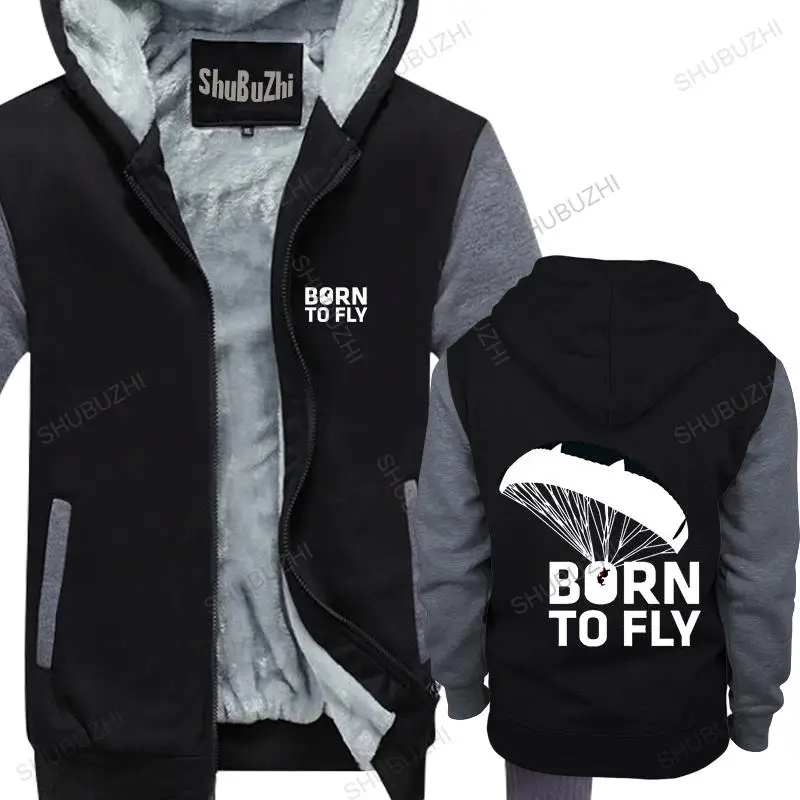 

men winter warm black hoody born to fly par amotor parachuting paragliding t sh jacket male thick hoodies euro size