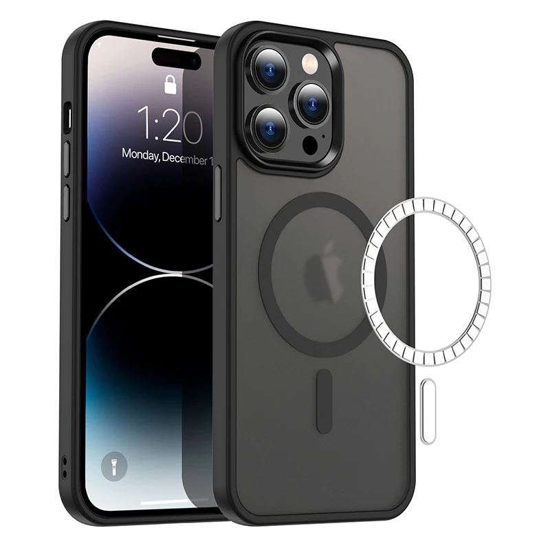 GUAGUA Custodia Magnetica Per IPhone 15 Pro Max Con Supporto MagSafe - Antiurto, Traslucida, Resistente Al Giallo - Colore Rosa