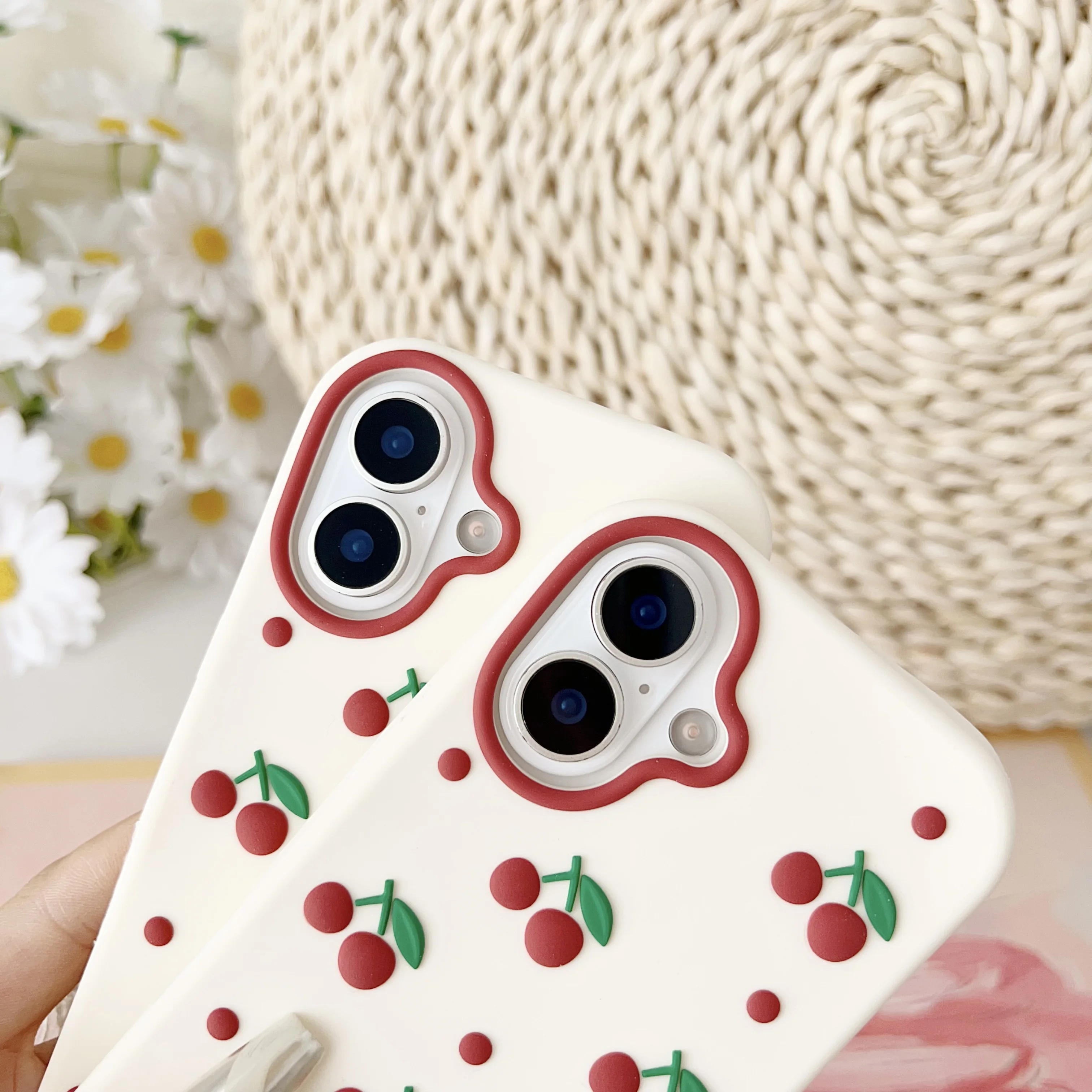 Adorable 3D Cherry Cartoon Soft Silicone Phone Case