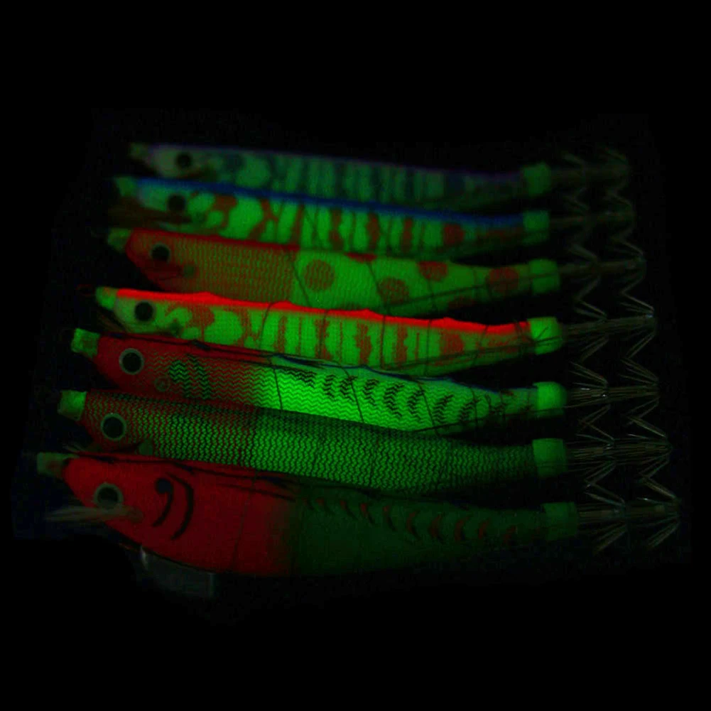 Squid Fish Barbed Hook 12cm Fluorescent Fishing Lure 14.3g Saltwater Lures Baits for Night Fishing Freshwater