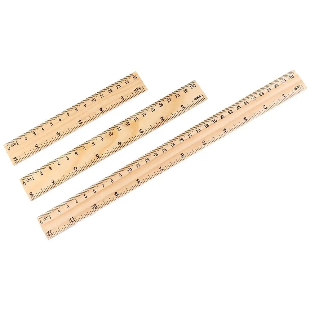 학생용 나무 눈금자, 직선 눈금자, 측정 도구, 사무실 문구, 15 cm, 20 cm, 30cm