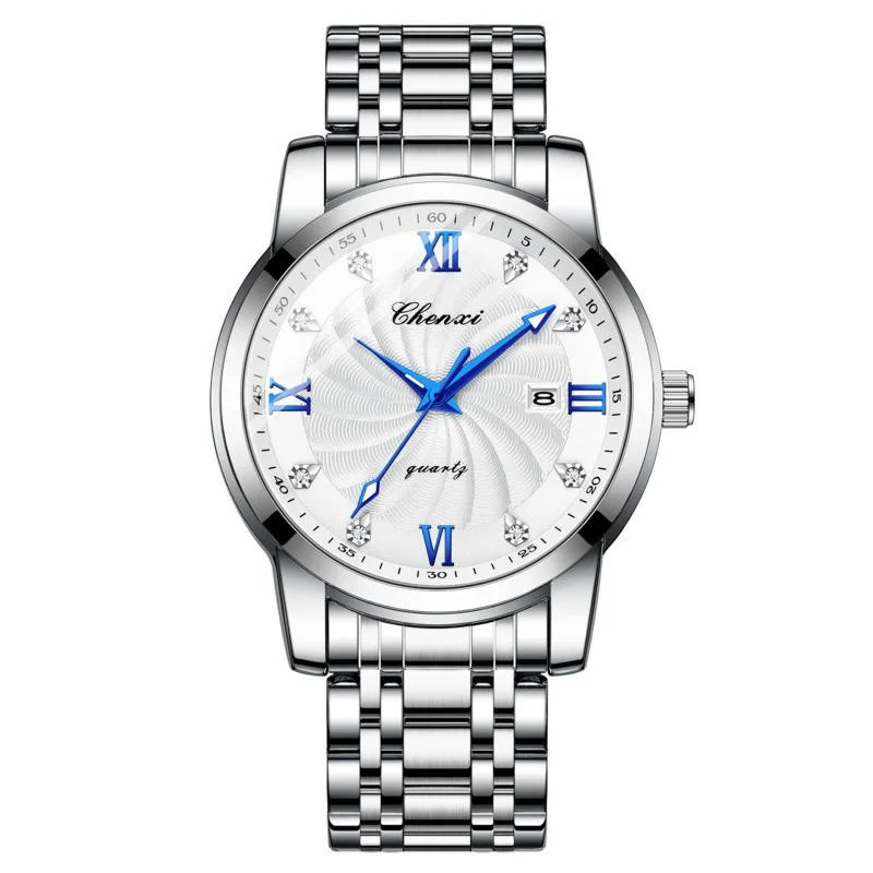 New Diamond Graduated Quartz Men's WristWatch Stainless Steel Waterproof Luminous Calendar Fashion Business Quartz Watches