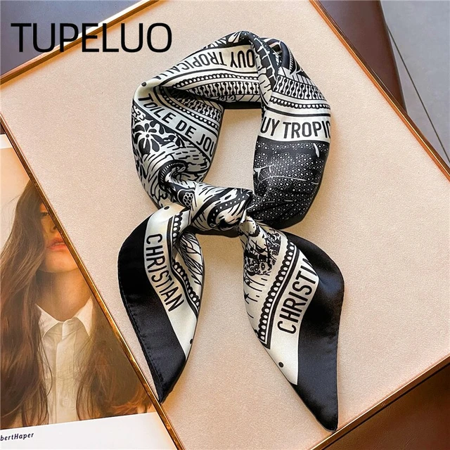 Pañuelo de seda de con estampado de 70cm, pañuelo de diseño de lujo para mujer - AliExpress