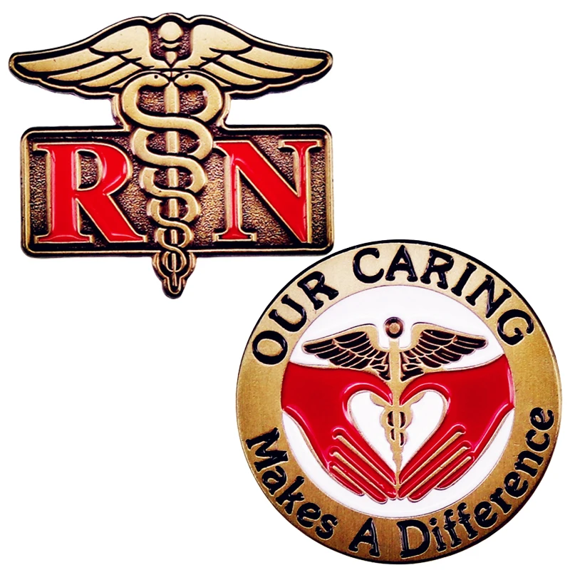 EMTOurCaringMakesaDifferenceCaduceusPinEnamelBroochMetal