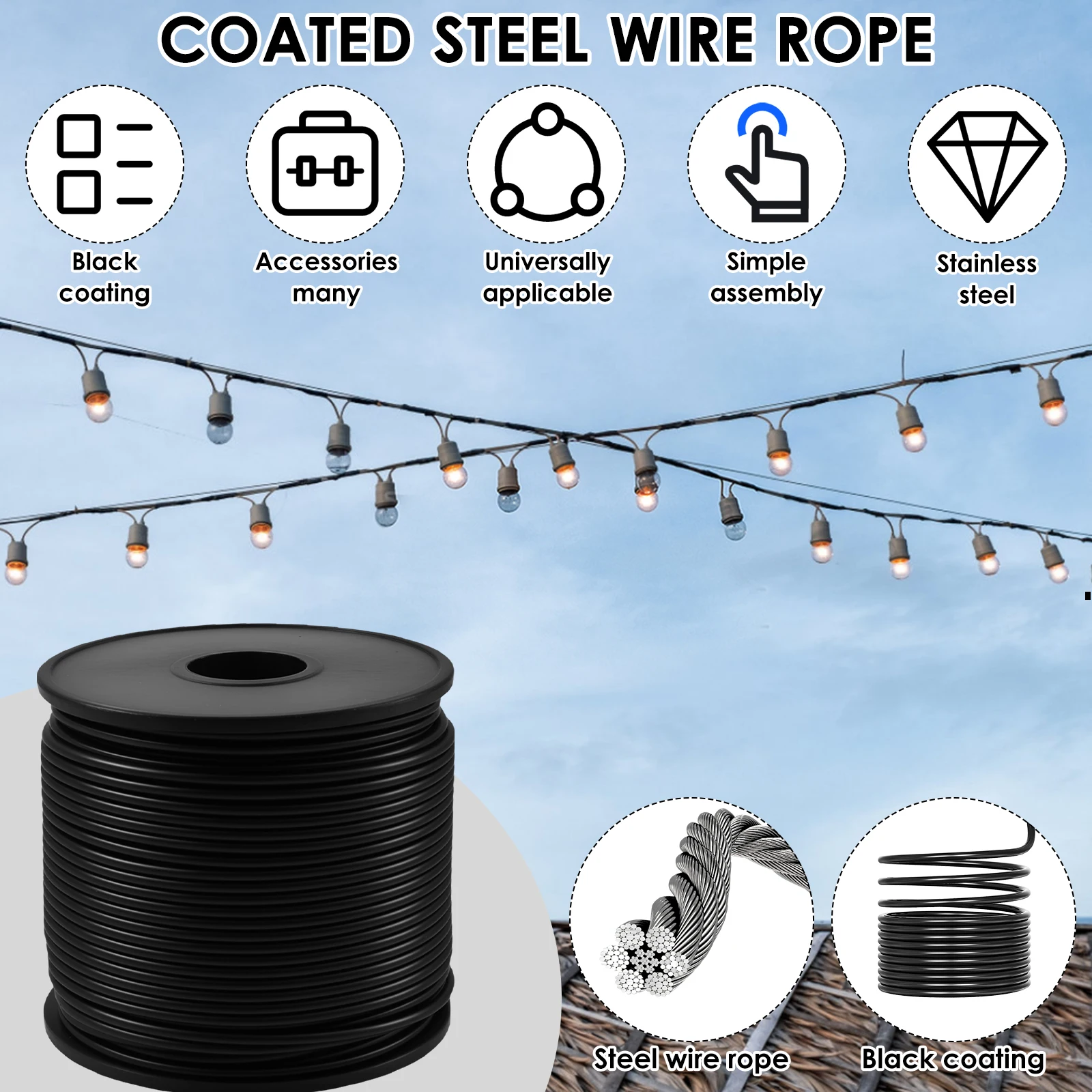 Stainless Steel Cable Rope Kit for Balcony Railing Garden Fence