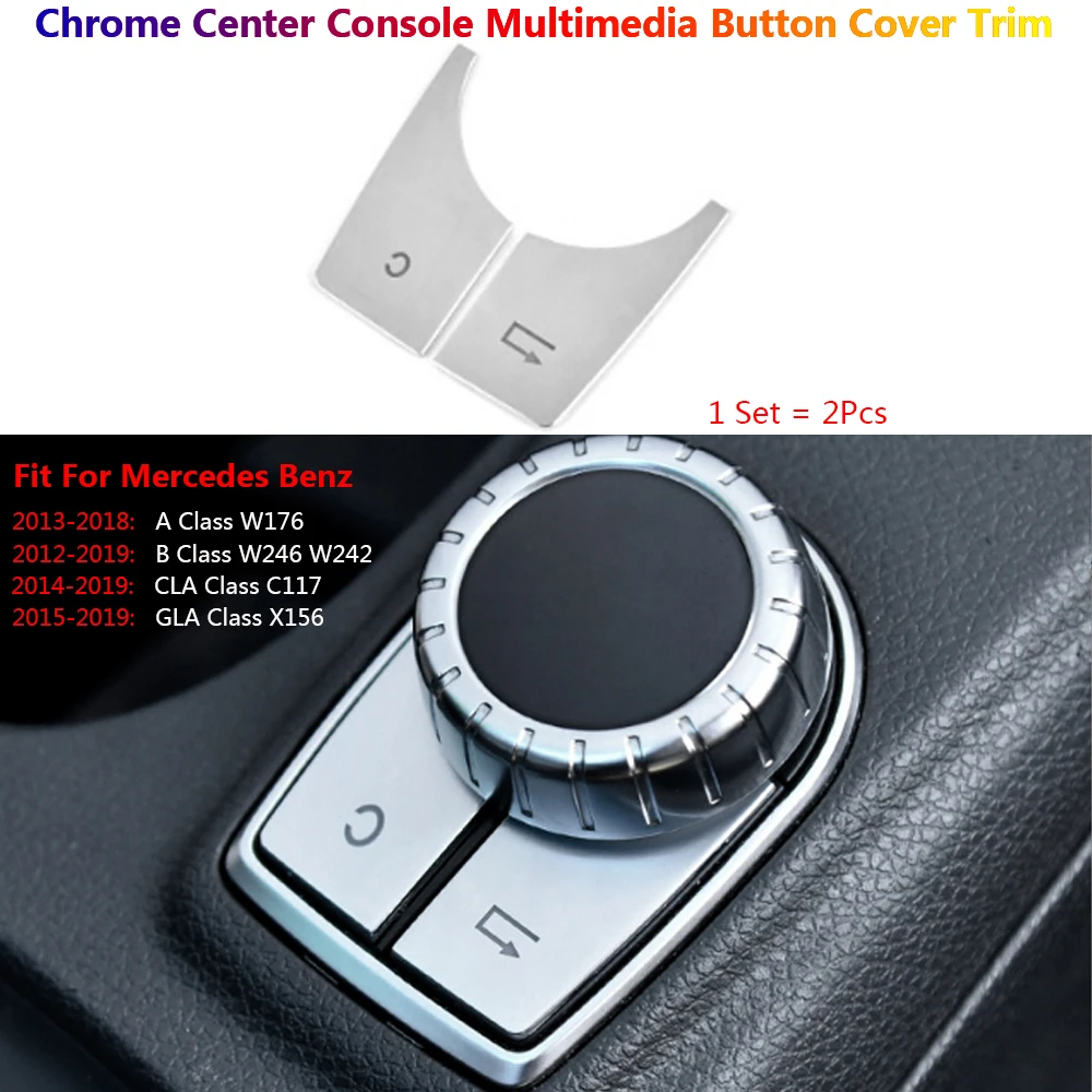

2x Center Console Multimedia C Button Cover Trim Stickers For Mercedes Benz W176 W246 C117 X156 GLA CLA A B Car Interior Voiture