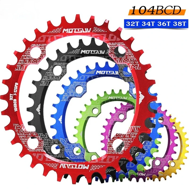 Round Narrow Wide Chainring MTB Mountain bike bicycle 104BCD 32T 34T 36T 38T crankset Tooth plate Parts Bicycle Accessories | Спорт и