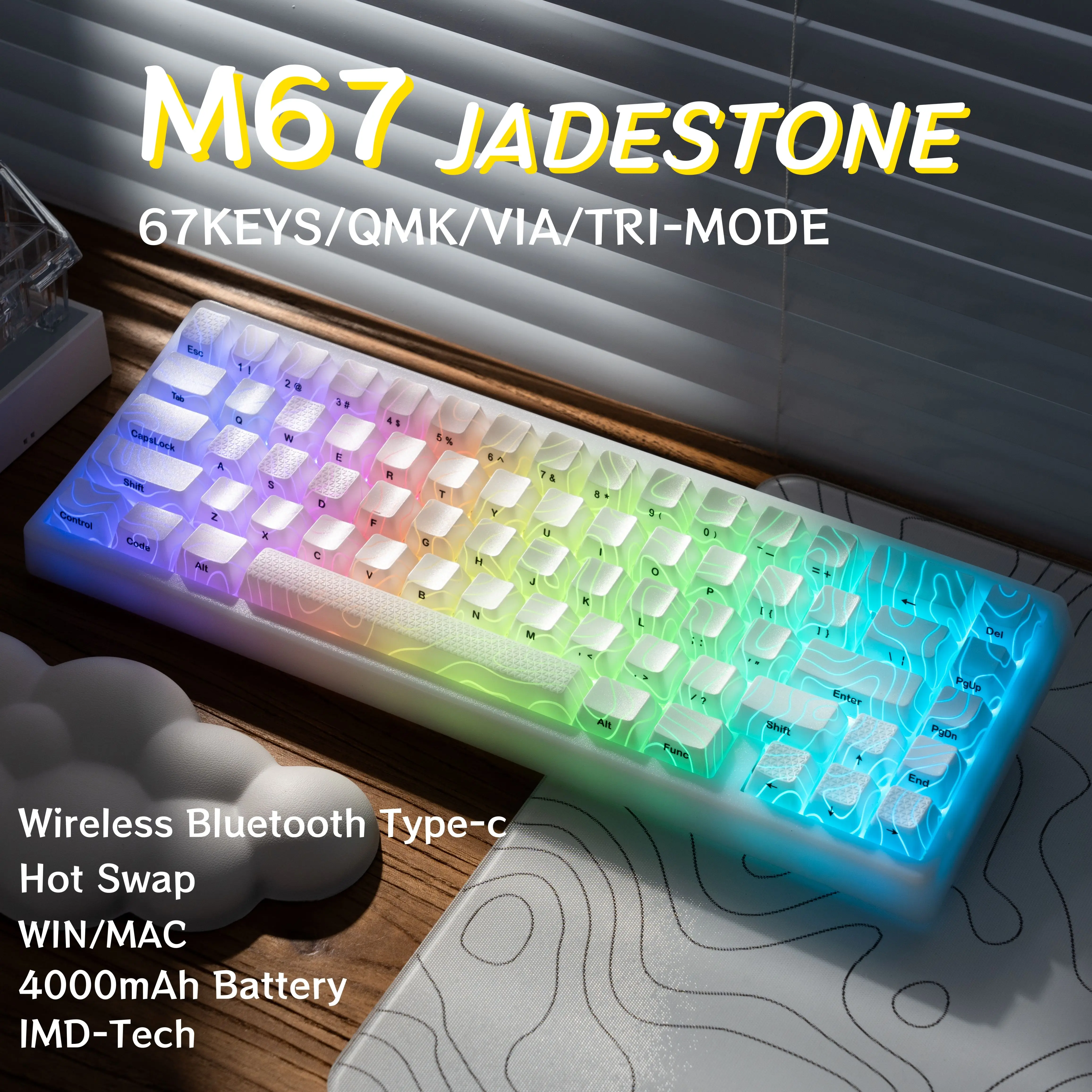 キーボード XVX M67 JadeStone メカニカルキーボード IMD-Tech キーキャップ付き