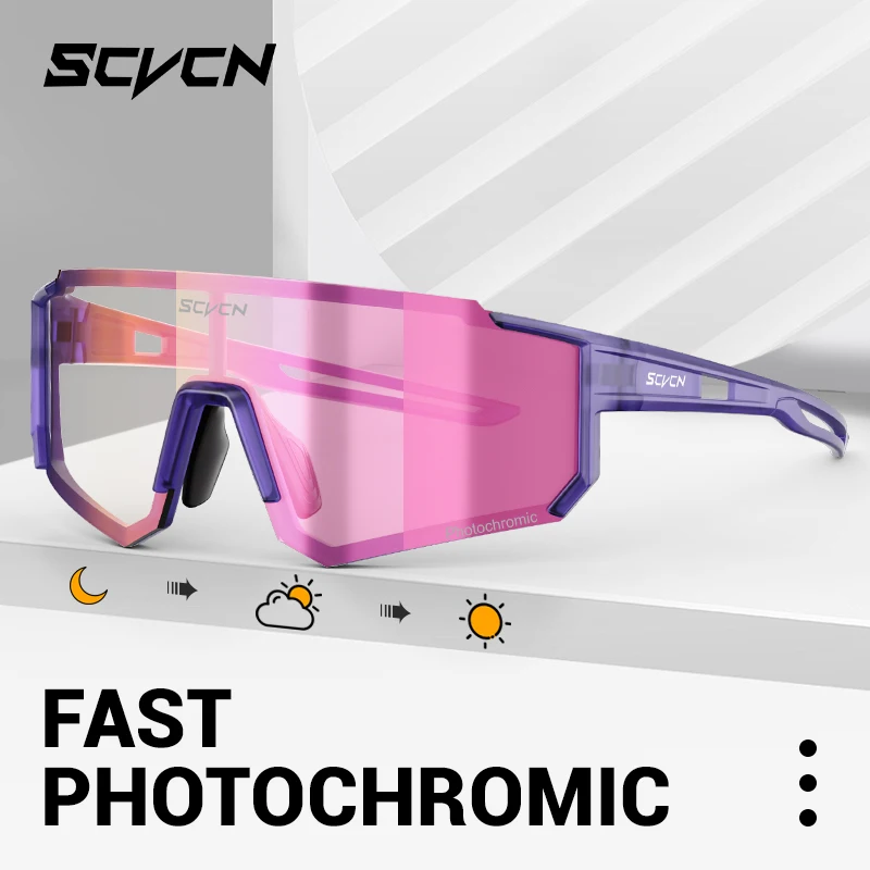 Photochromic Pink Cycling Glasses for Women - Outdoor Sports UV400 Eyewear