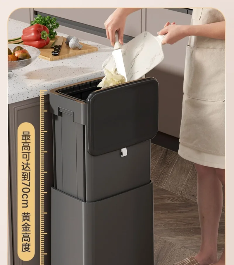Large Capacity Kitchen Removable Trash Can with Covered