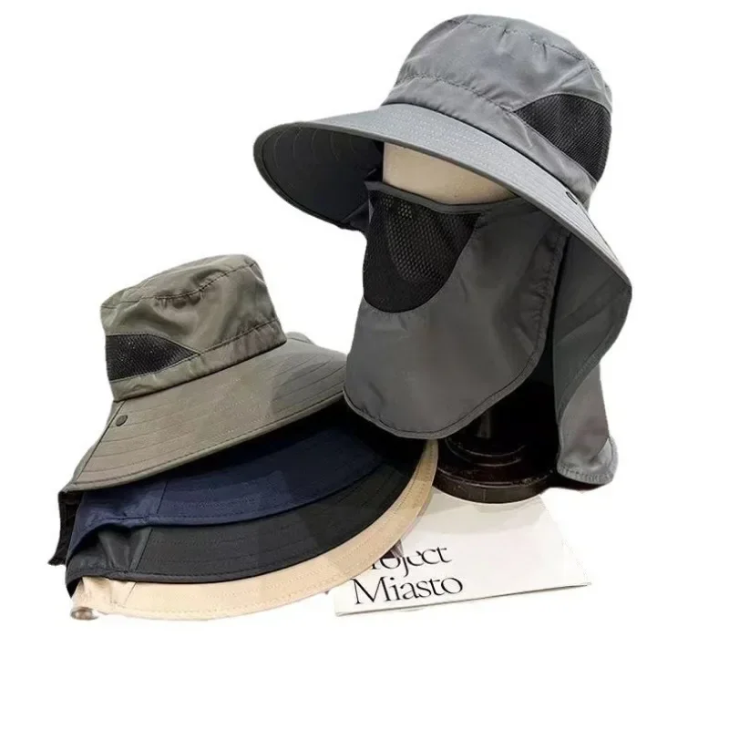 Summer Outdoor Hiking Fishing Caps Bucket Hat Removable Quick Drying Sunscreen Fisherman Hat Sunshade Face Covering Camping