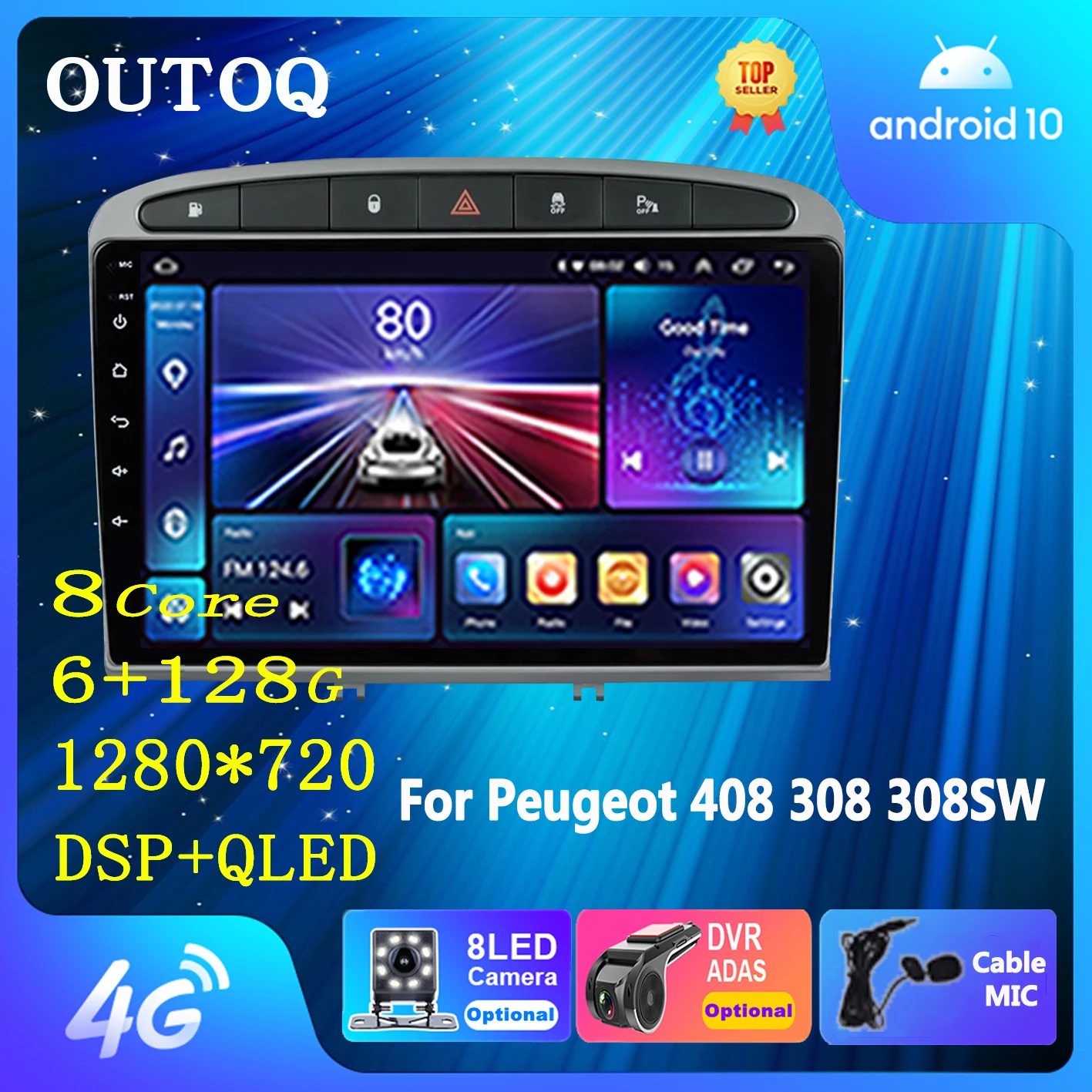 

Автомагнитола на Android, мультимедийный проигрыватель для Peugeot 408, для Peugeot 308, 308SW, мультимедийный видеоплеер с GPS-навигацией, Wi-Fi, без DVD, типоразмер 2DIN