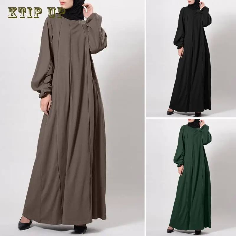 

Spring And Autumn New Temperament Commuter Solid Color Dress Islamic Muslim Fashion Loose Gown Islamic Jilbab Abaya Dress Dubai