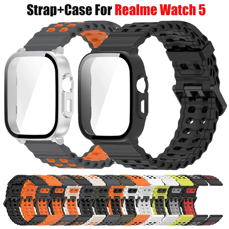Silicone Band and Protective Case for Smartwatch - Premium Wristband Accessory Set with Screen Protector and Strap