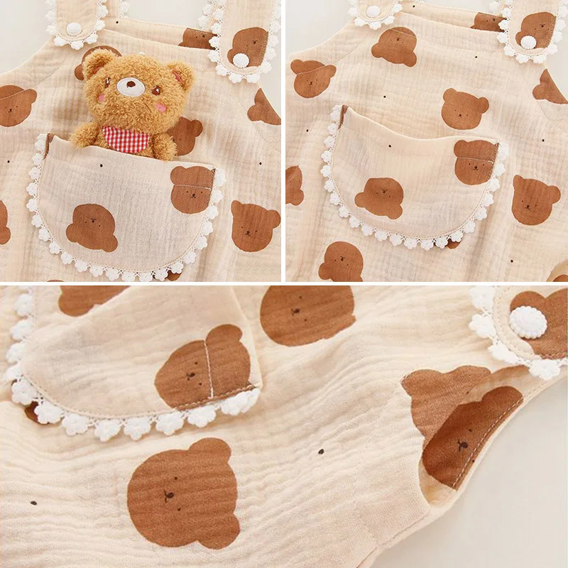 Baby Romper+Bear Doll Sets Summer Infant Clothes Cartoon Print Toddler Jumpsuit Girl Boy Newborn One Piece Outfit 아기여름옷바디슈트한조각