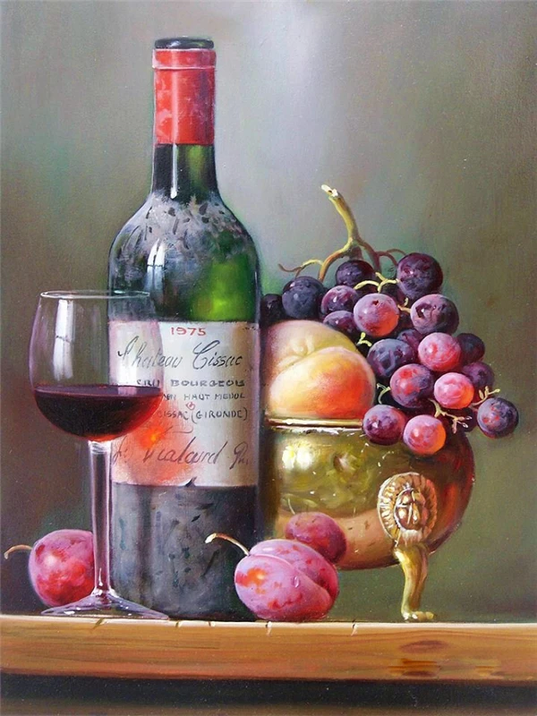 HUACAN - Pintura de diamante 5D DIY "vino tinto", cuadro de diamantes cuadrados completo, bordado de punto de cruz, paisaje, mosaico, botella, decoración del hogar